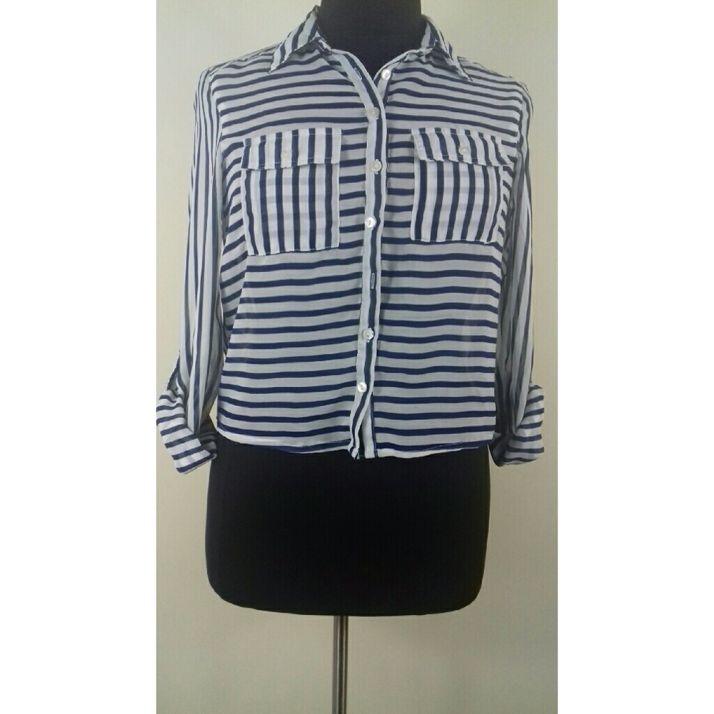Navy and White Stripe Top